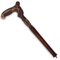 The Plume top section with feather-carved derby handle, gold-tone tip and brass screw fitting