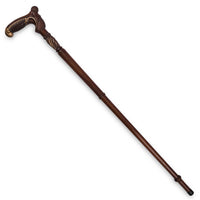 The Plume wooden derby walking stick, full length and assembled